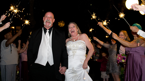 Sparklers at the wedding