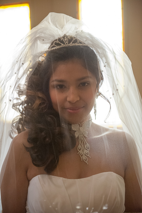 Krystal in her wedding veil