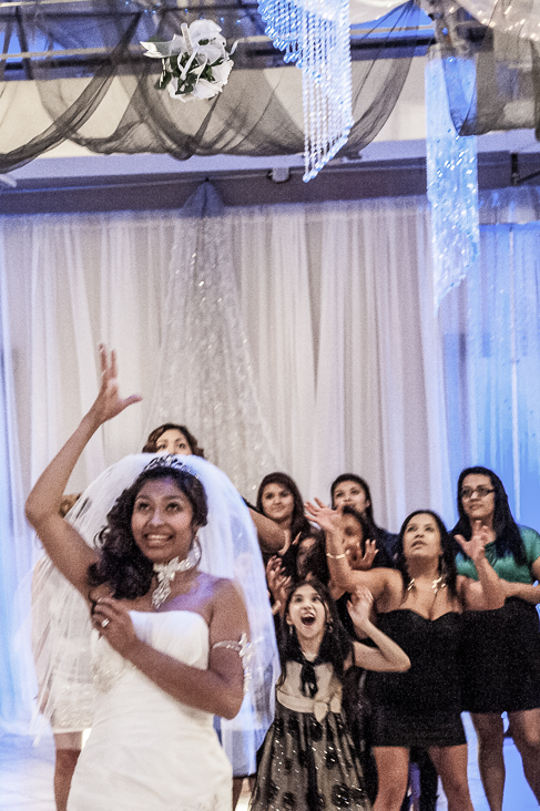 The Bouquet Toss at the wedding in San Antonio